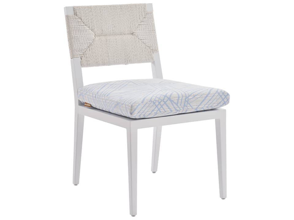 Ocean Breeze Promenade Aluminum Wicker Dining Side Chair in Pearl White