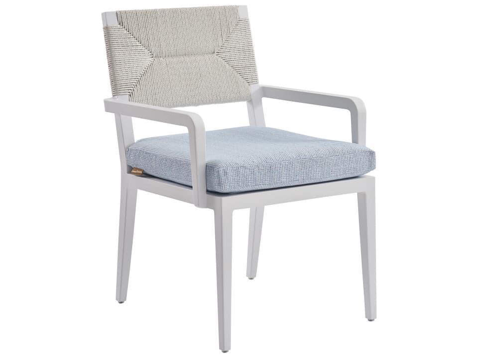 Ocean Breeze Promenade Aluminum Wicker Dining Arm Chair in Pearl White