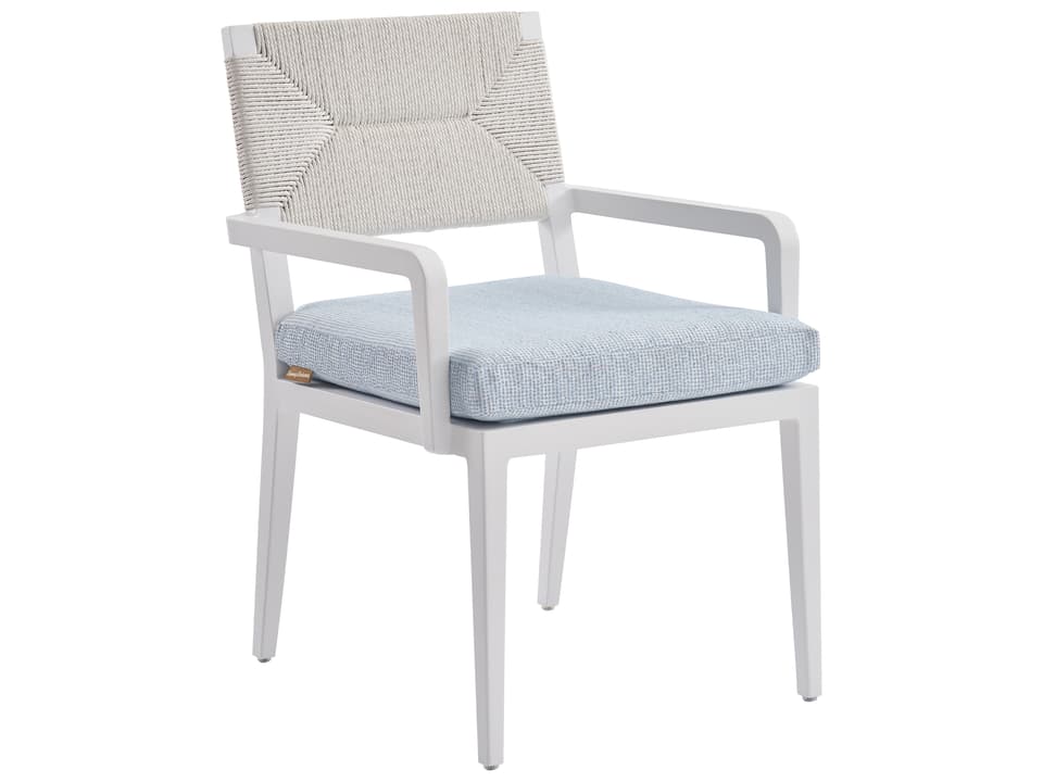 Ocean Breeze Promenade Aluminum Wicker Dining Arm Chair in Pearl White