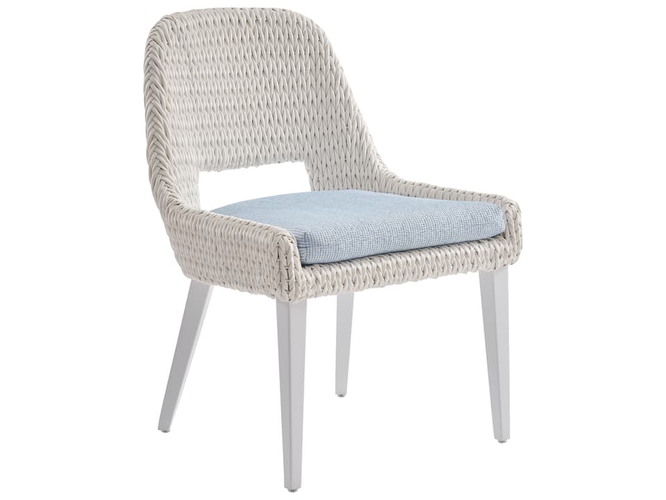 Ocean Breeze Promenade Aluminum Wicker Dining Arm Chair in Pearl White