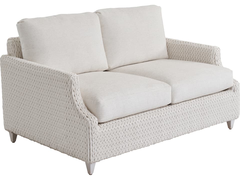 Ocean Breeze Promenade Aluminum Wicker Loveseat in Pearl White