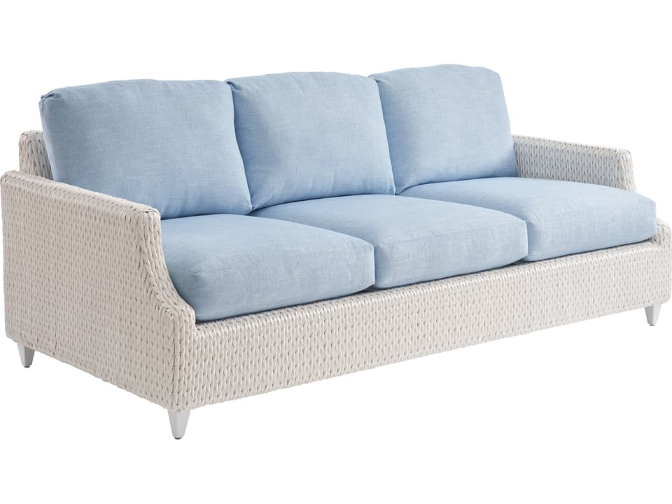 Ocean Breeze Promenade Aluminum Wicker Sofa in Pearl White