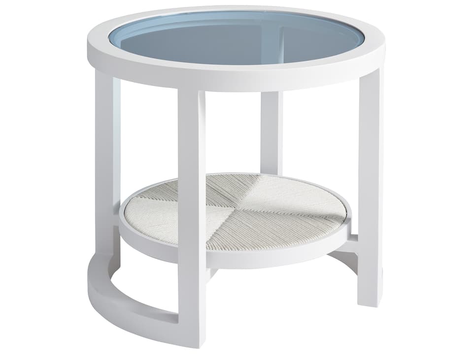 Ocean Breeze Promenade 26-Inch Round End Table in Pearl White