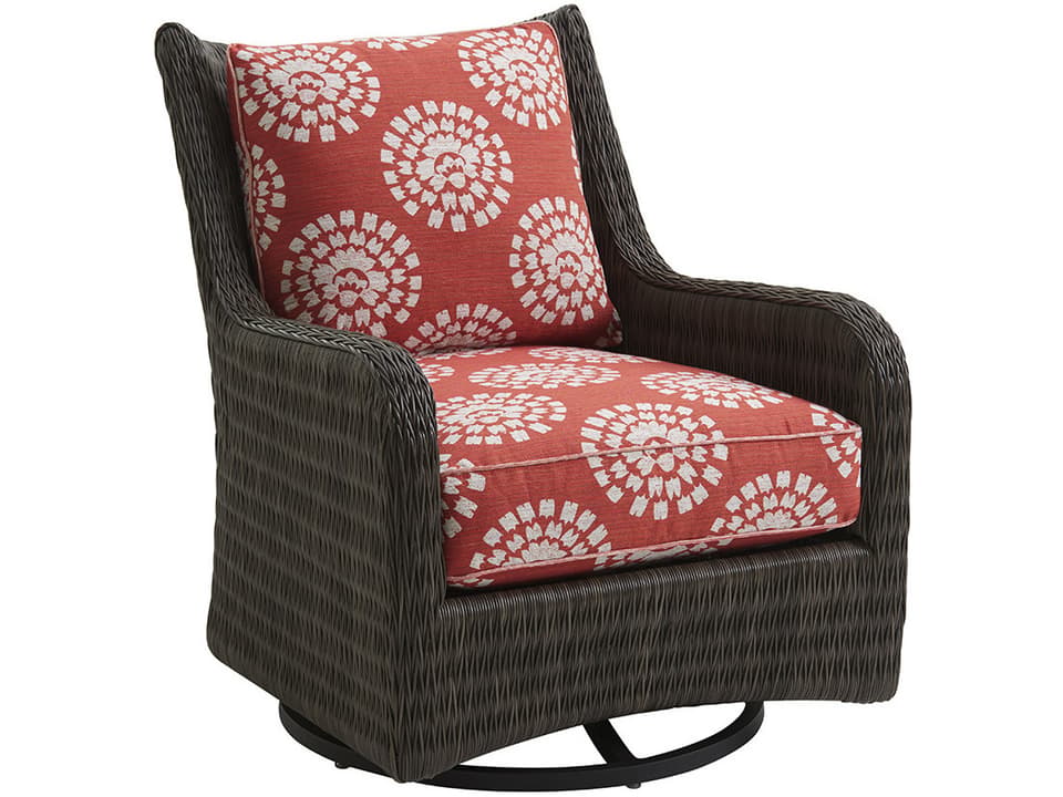 Cypress Point Ocean Terrace Wicker Swivel Glider Chair in Aged Iron