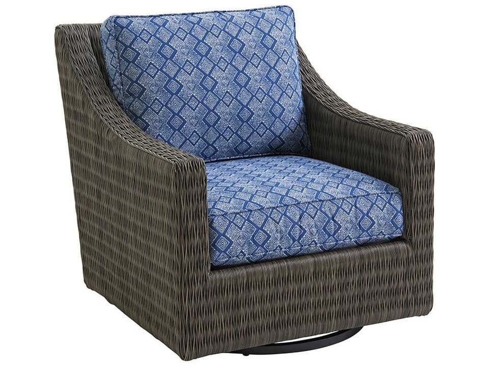 Cypress Point Ocean Terrace Wicker Swivel Glider Lounge Chair in Aged Iron
