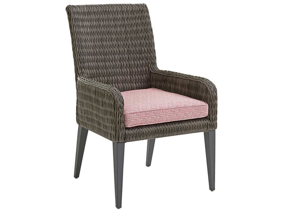 Cypress Point Ocean Terrace Wicker Dining Arm Chair in Aged Iron