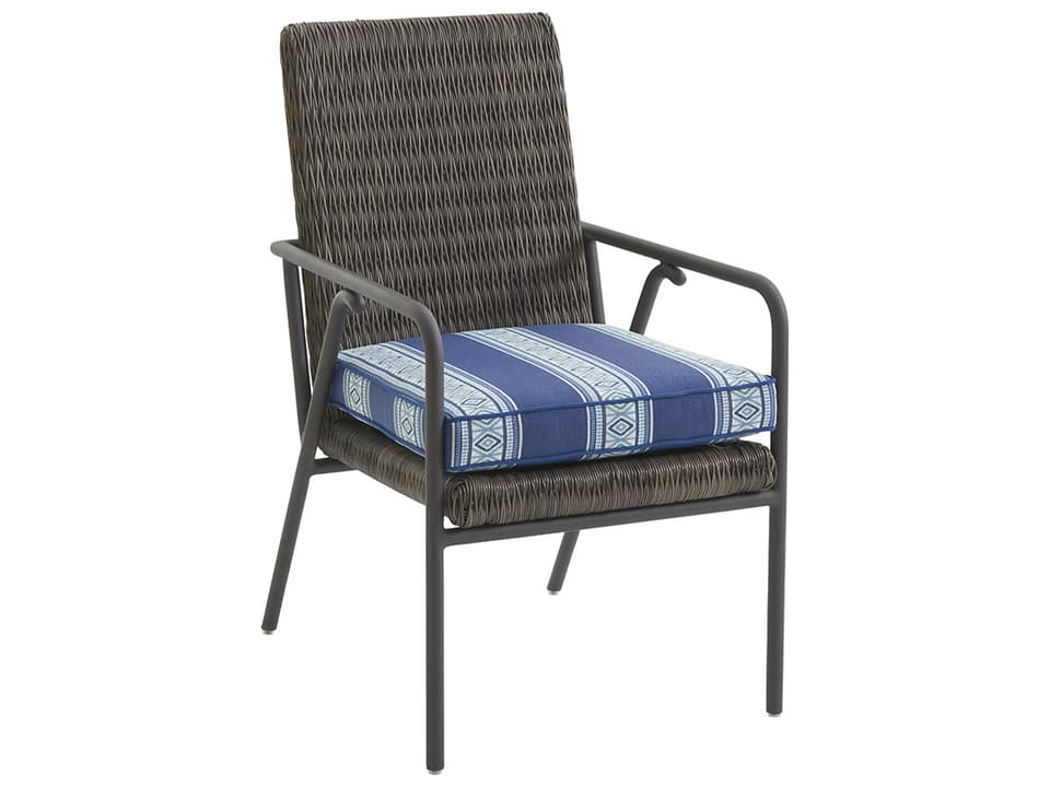 Cypress Point Ocean Terrace Wicker Dining Armchair with Aged Iron Aluminum