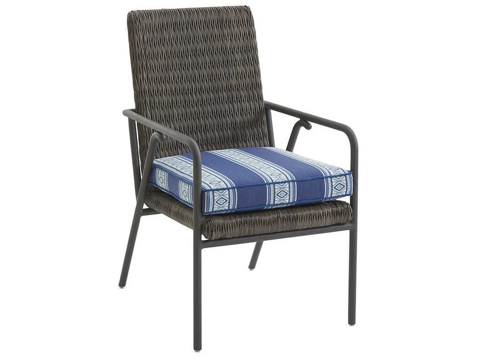 Cypress Point Ocean Terrace Wicker Dining Arm Chair in Aged Iron