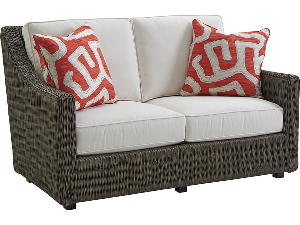 Cypress Point Ocean Terrace Wicker Loveseat in Driftwood Gray
