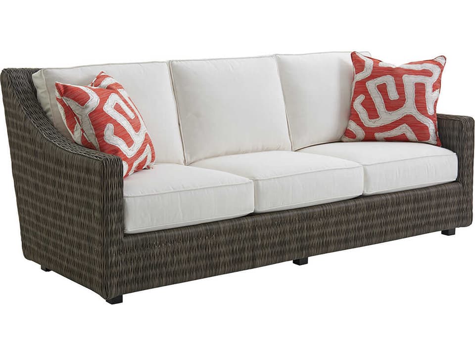 Cypress Point Ocean Terrace Wicker Short Sofa with Performance Cushions