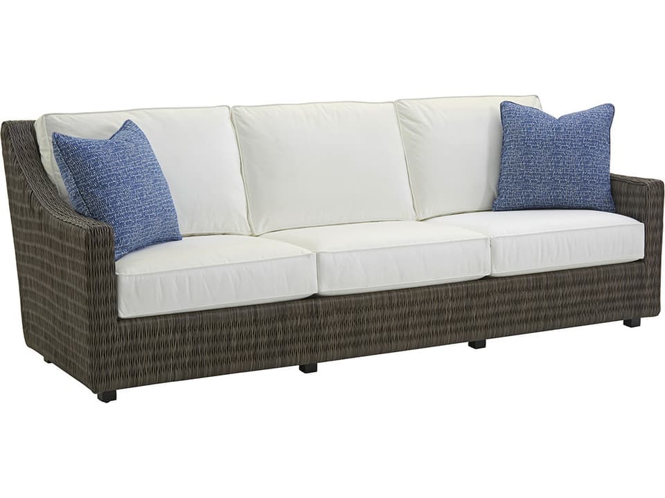 Cypress Point Ocean Terrace 95-Inch Driftwood Gray Wicker Sofa