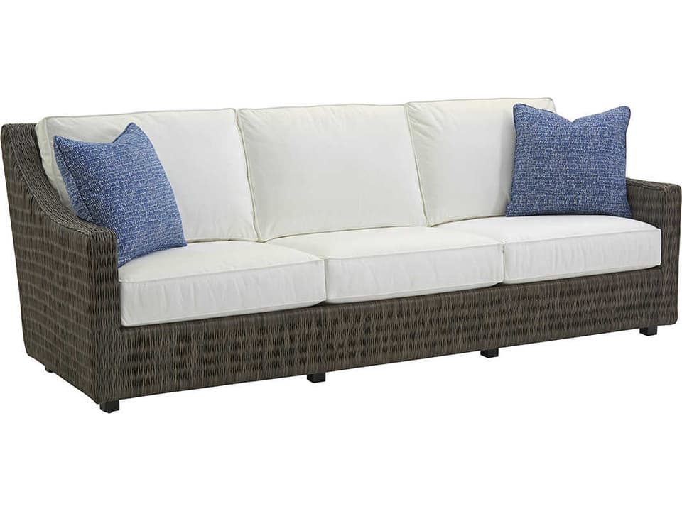 Cypress Point Ocean Terrace Long Wicker Sofa in Driftwood Gray