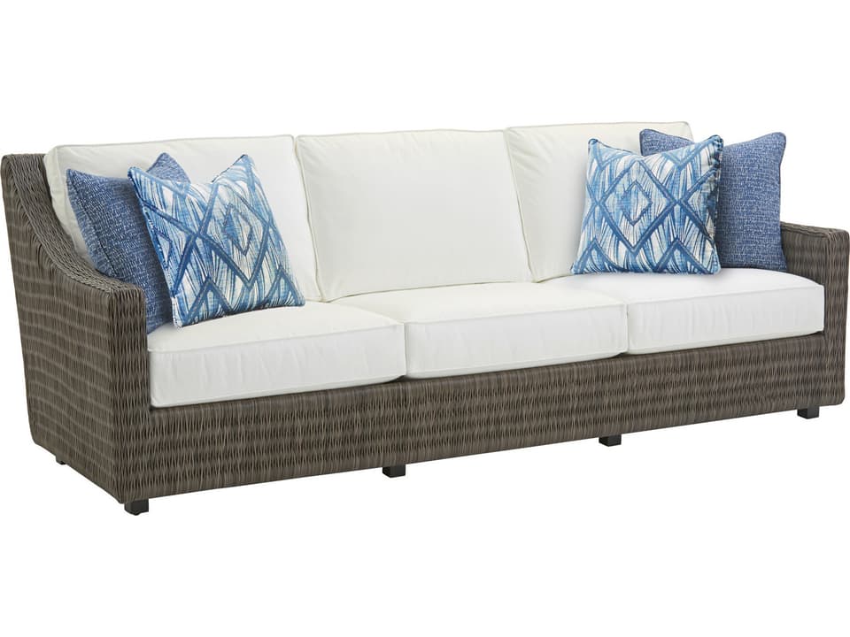 Cypress Point Ocean Terrace Wicker Long Sofa in Driftwood Gray