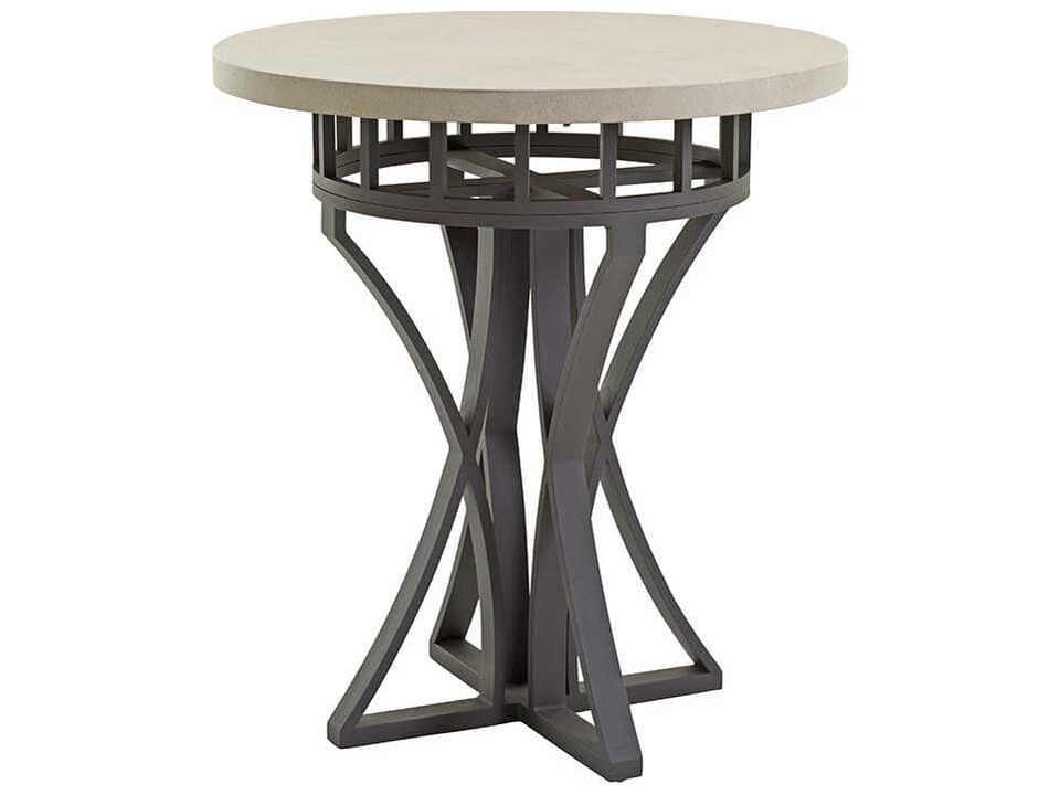 Cypress Point Ocean Terrace Round Bar Counter Table with Weatherstone Top