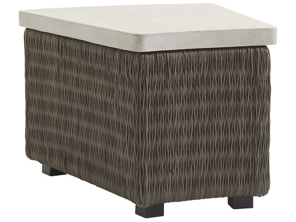 Cypress Point Ocean Terrace Wicker Wedge Table with Weatherstone Top