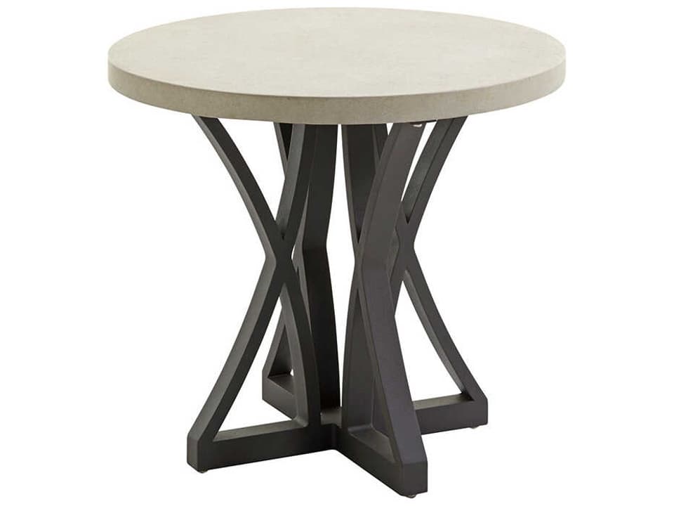 Cypress Point Ocean Terrace 25-Inch Round Side Table with Weatherstone Top