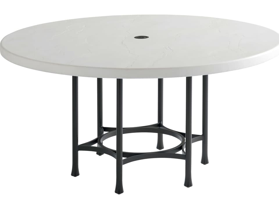 Pavlova 60-Inch Round Dining Table with Umbrella Hole in Graphite