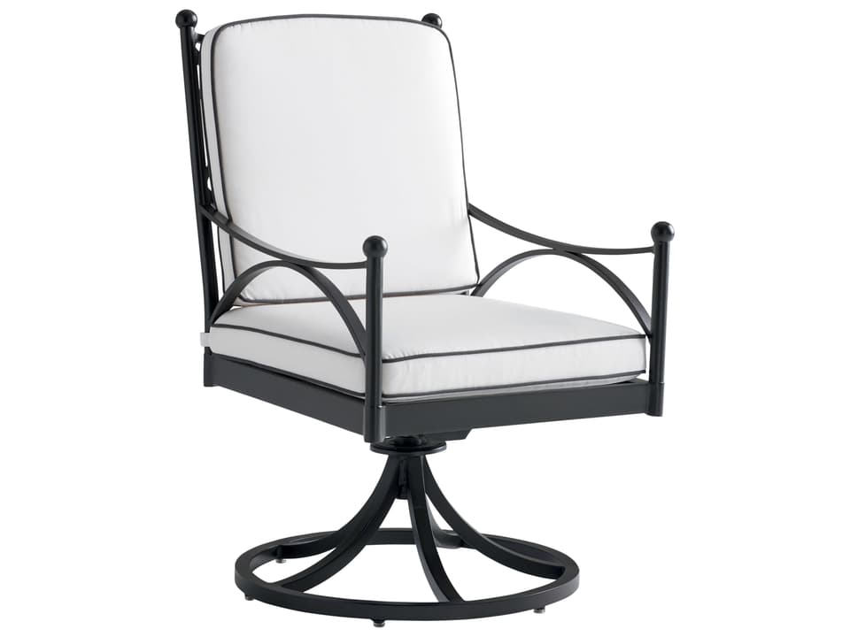 Pavlova Aluminum Cushion Swivel Rocker Dining Arm Chair in Graphite