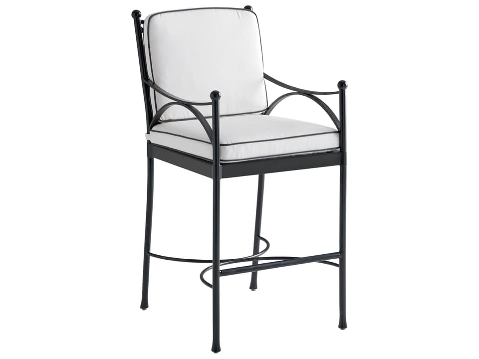 Tommy Bahama Pavlova Aluminum Bar Stool with Cushion Set in Graphite