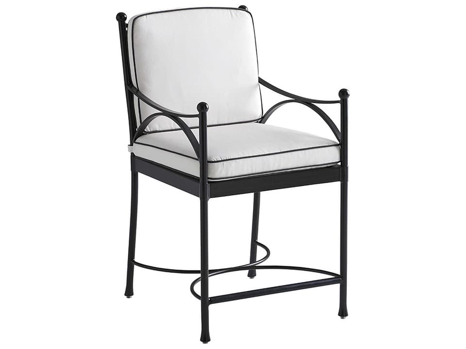 Pavlova Aluminum Counter Stool with Sunbrella Canvas Cushion in Graphite