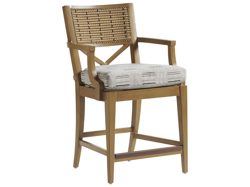 Los Altos Valley View Wicker Counter Stool in Aged Patina