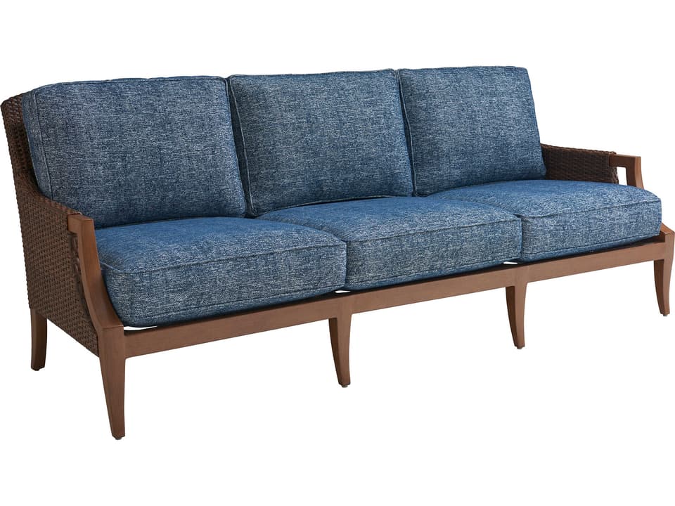 Harbor Isle Wicker Sofa with Sunbrella Cushions in Walnut
