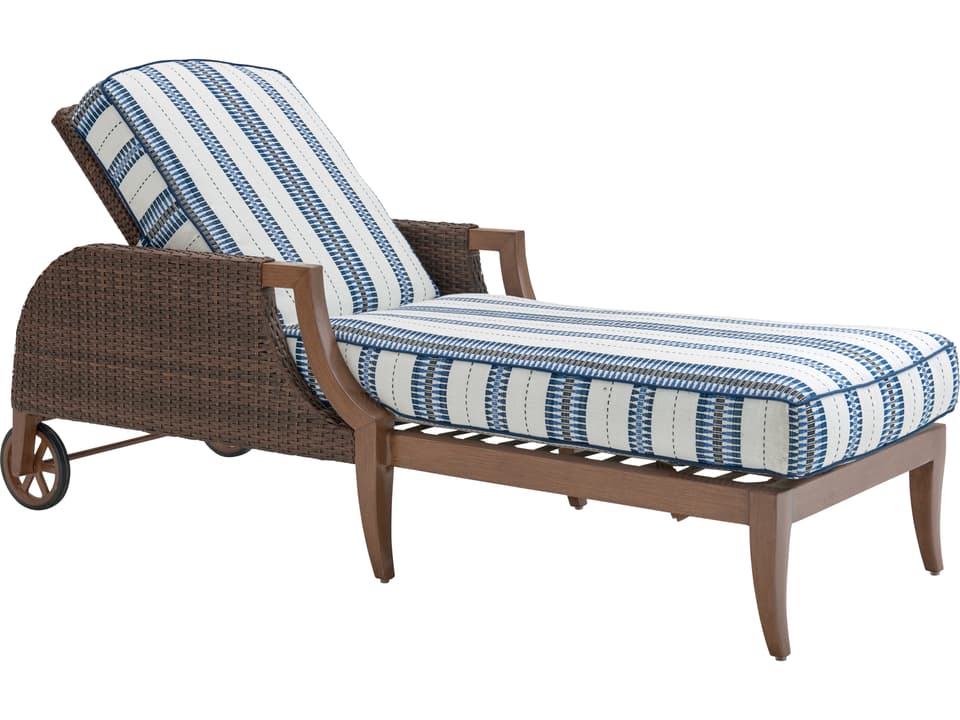 Harbor Isle Wicker Chaise Lounge with Adjustable Back in Walnut