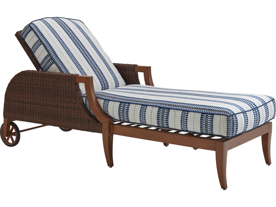 Harbor Isle Wicker Chaise Lounge with 5-Position Recline in Walnut