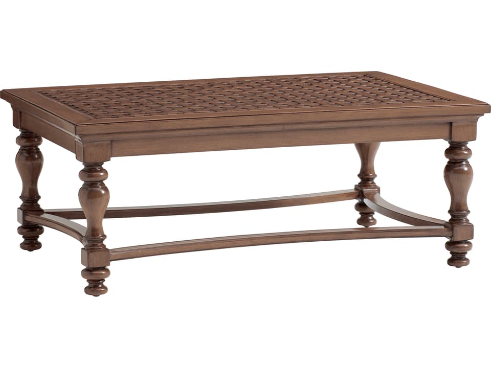 Harbor Isle Cast Aluminum Rectangular Coffee Table in Walnut