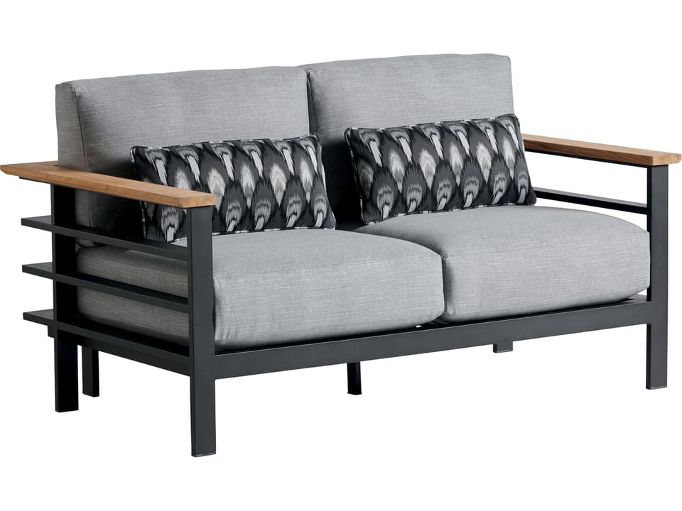 South Beach Aluminum Loveseat with Teak Accents