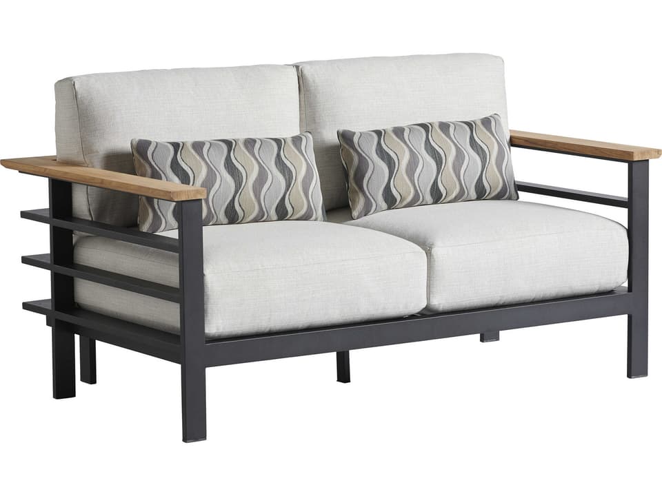 South Beach Aluminum Loveseat with Teak Accents