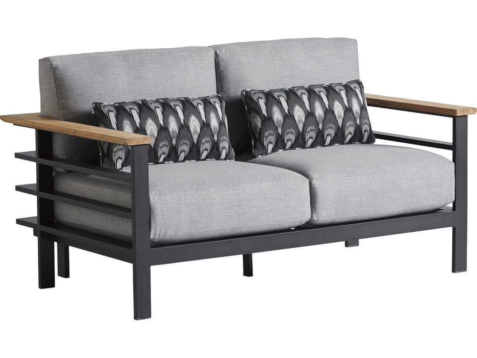 South Beach Aluminum Loveseat with Teak Accents
