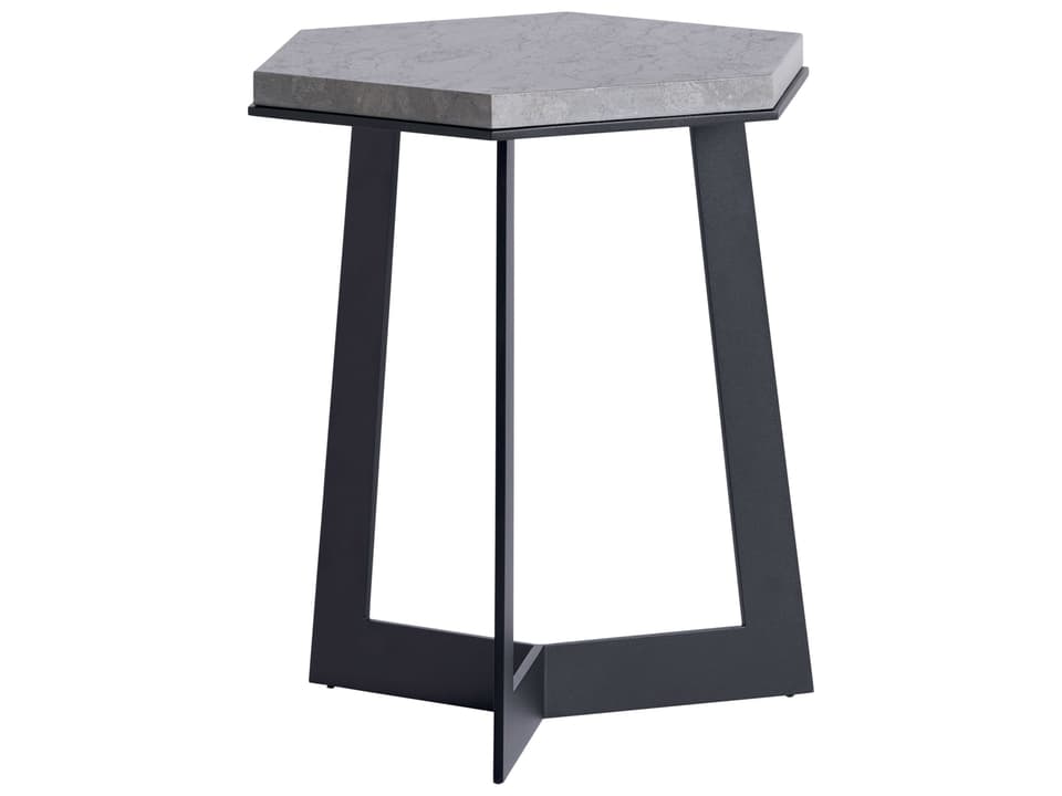 South Beach Hexagonal Stone Top Spot Table in Dark Graphite