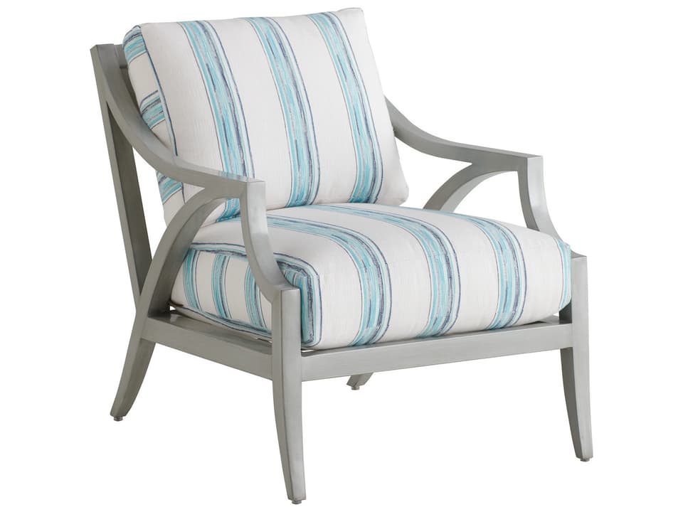 Silver Sands Aluminum Lounge Chair with Fretwork Back in Oyster Shell