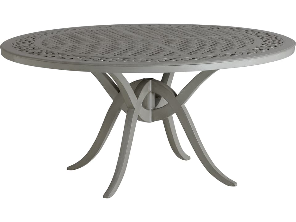 Silver Sands 60-Inch Round Cast Aluminum Dining Table in Oyster Shell