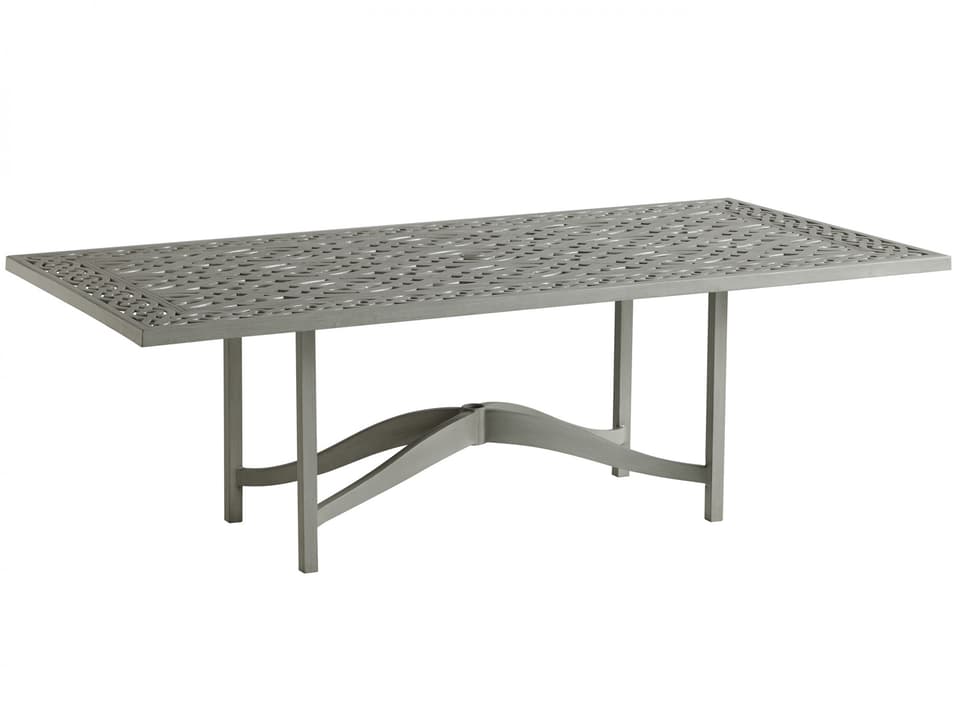 Silver Sands Aluminum Rectangular Dining Table with Umbrella Hole
