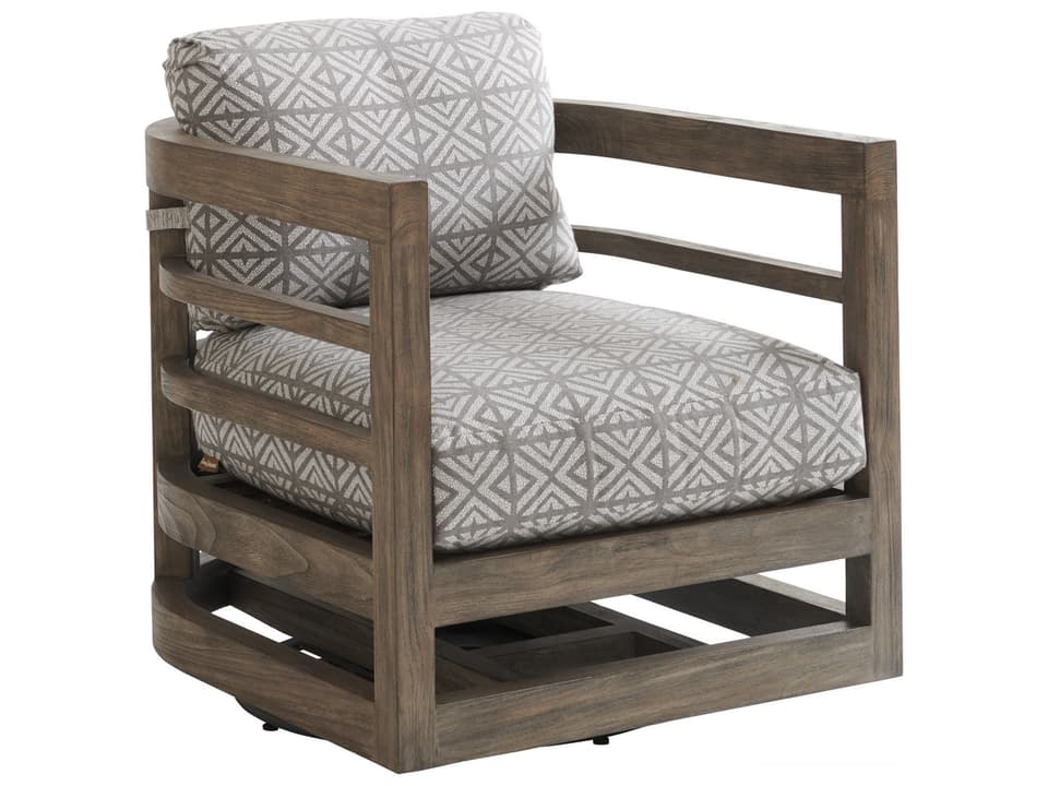 La Jolla Teak Occasional Swivel Accent Chair in Weathered Gray