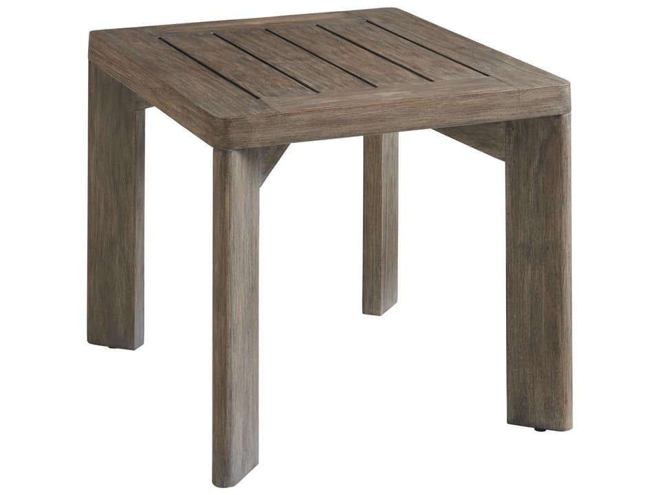 La Jolla Teak Rectangular End Table with Faux Slate Top