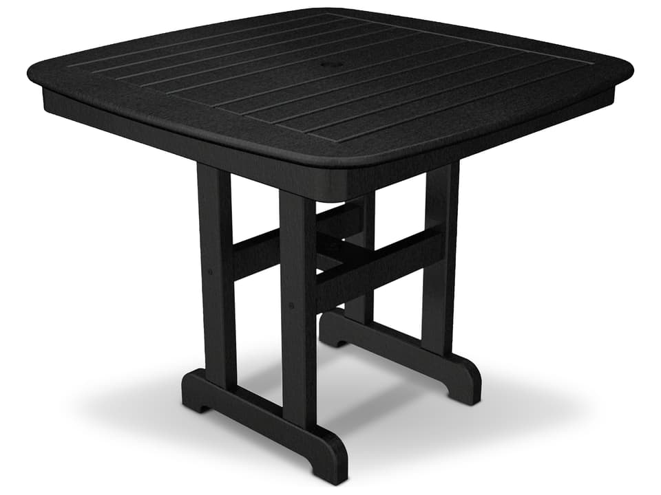 ® Outdoor Furniture™ Yacht Club Recycled Plastic Square Dining Table with Umbrella Hole