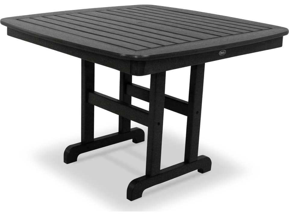 ® Outdoor Furniture™ Yacht Club Recycled Plastic Square Dining Table with Umbrella Hole