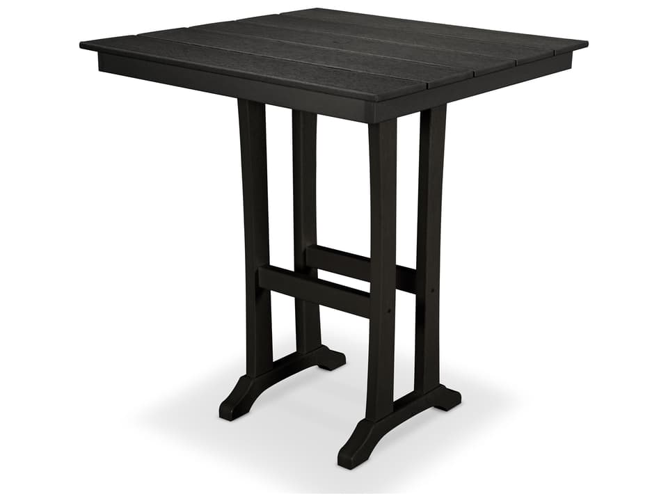 Farmhouse Trestle 38-Inch Square Recycled Plastic Bar Table