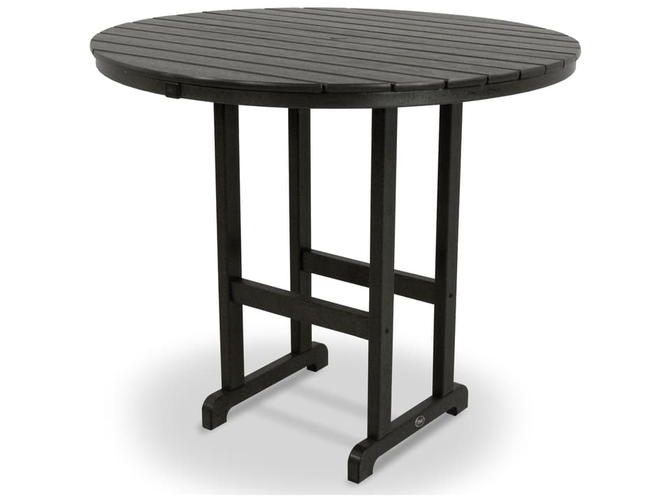 Monterey Bay 48 Inch Round Recycled Plastic Bar Table with Umbrella Hole