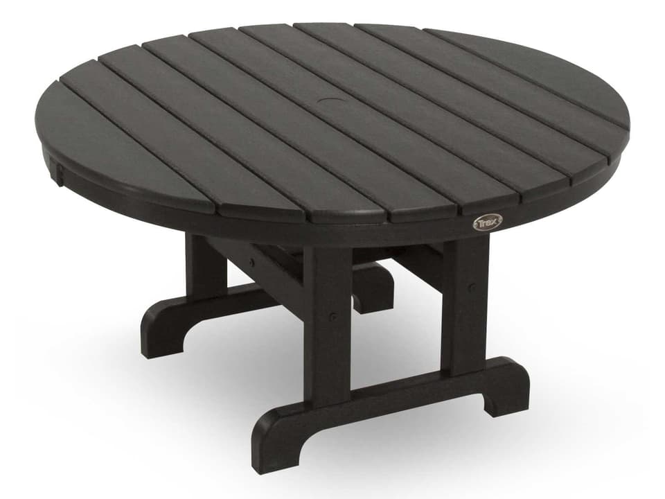 Chairs Plastic Patio Table With Umbrella Hole Trex Cape Cod 48-Inch  Recycled Plastic Round Chat