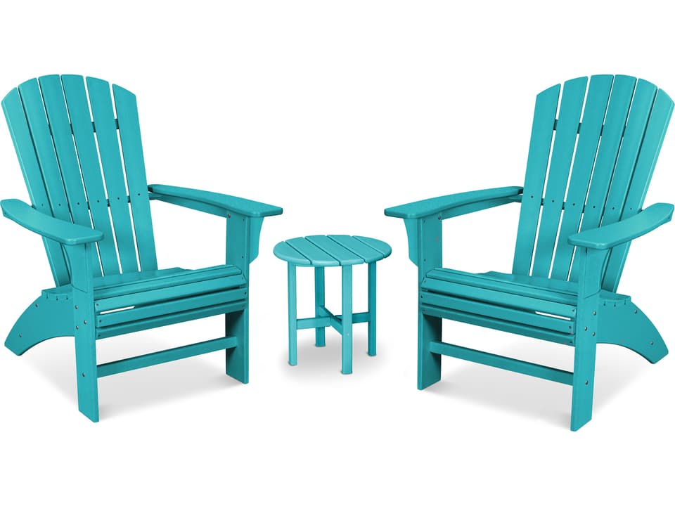 ® Outdoor Furniture™ Recycled Plastic Yacht Club 3 Piece Curveback Adirondack Lounge Set