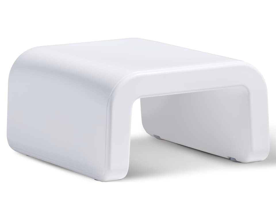 Line Marine-Grade Polyethylene Outdoor Ottoman in Highcloud White