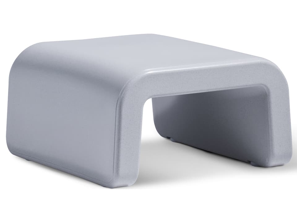 Line Marine Grade Polyethylene Outdoor Ottoman in Concrete Gray