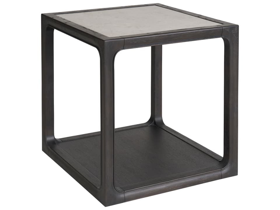 Coalesce Halen Square End Table with Stone Top in Ravenwood