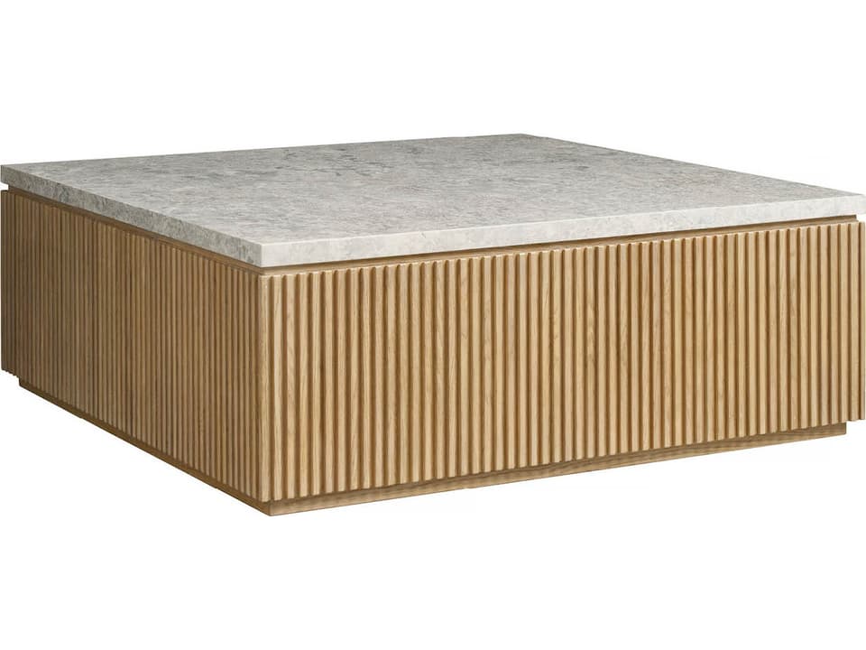 Avaline 42-Inch Square Coffee Table with Stone Top and Casters