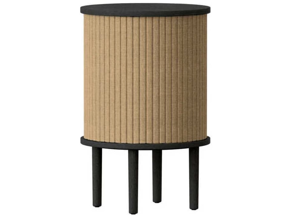 Audacious Round Wood Black Oak End Table