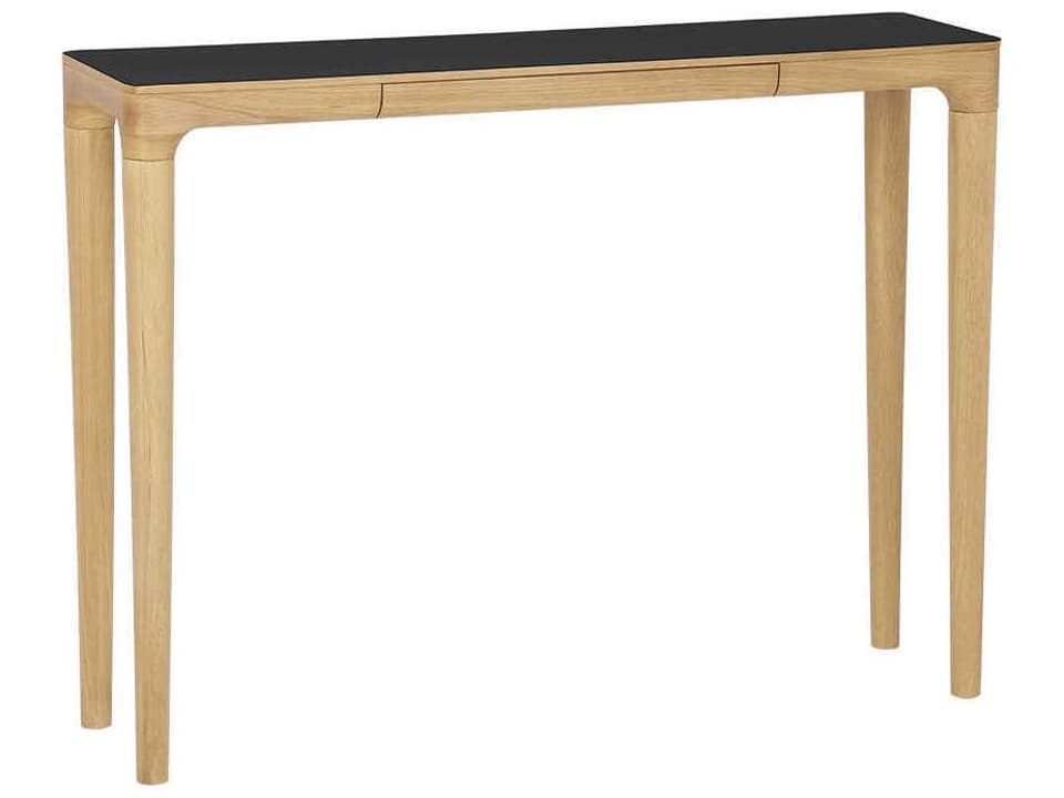 Heart'N'Soul Rectangular Wood Light Oak Obsidian Black Console Table